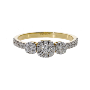 Superbe bague en forme de grappe de diamants 0.5 CTW Bague de fiançailles en or 14 carats avec design à trois fleurs et accents de pavé taillé en brillant - Product Image 1