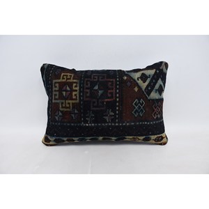 Bohemian Vintage Floral Kilim Pillow 16x24 Inch Brown Wool <b>Cushion</b> <b>Printed</b> Silk <b>Cushion</b> for Floor Decorative Purpose - Product Image 1