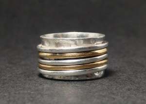 925 argent Sterling Unique minimaliste Spinner Band Fine Vintage bijoux en argent idée cadeau de mariage - Product Image 3