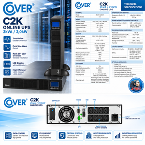 USV 2KVA 2000W Einphasige USV mit Batterie 220V Eingang. SAI ONLINE 2KVA 2000W - Product Image 2