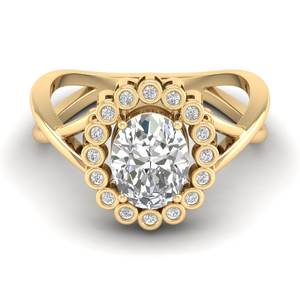 Bagues de fiançailles halo en argent sterling 925 REYES Luxury avec moissanite certifiée GRA pour femmes, bijoux plaqués or jaune 14 carats sur mesure - Product Image 1