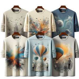 Men's 100% Cotton <b>T</b>-<b>shirts</b> Printed Full Sleeve Casual O-Neck Quick Dry with Breathable Sustainable Jersey Plus Size Options - Product Image 6