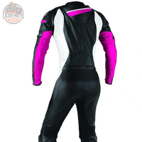 Ensemble 2 pièces de costume en cuir de moto pour femmes à la mode et durable de grande taille | Pantalon de veste en cuir de motard de course de moto