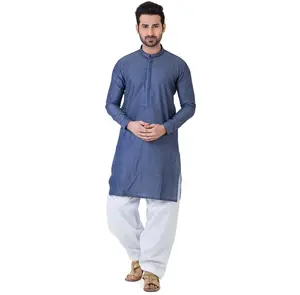 Erkekler için ucuz fiyat kişiselleştirilmiş yeni Shalwar kameez düz düz renk rahat basit Shalwar Kameez