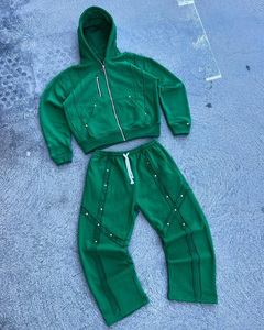 Nueva Colección de Conjuntos Deportivos Casuales de Invierno con Pedrería, Sudadera con Capucha de Corte Regular Unisex y Pantalones con Corte Acampanado, Conjuntos Deportivos con Pedrería - Product Image 2