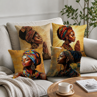 Housse de coussin décorative en polyester doux, motif carte du continent africain, coucher de soleil tribal, safari, pour canapé