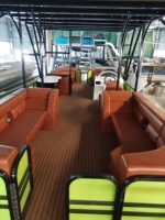 Espace de fête sur yacht de luxe, bateau ponton en aluminium à double pont de 30 pieds, glissière, moteur hors-bord de 150 CV, divertissement familial, pêche sportive