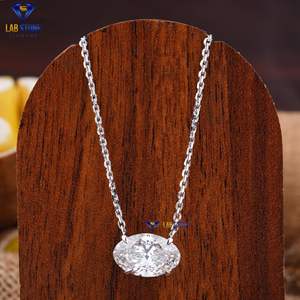 3,52 TDW Oval Cut Diamond White Gold Pendant by Labstone Forever In Style Pendant Colgante de color de la luz del sol brillante de - Product Image 1