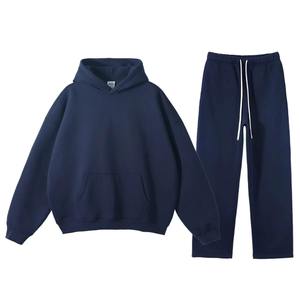 ชุดเสื้อฮู้ดกางเกงเหงื่อผ้าคอตตอนโอเวอร์ไซส์สำหรับผู้ชายชุดวอร์มมีฮู้ดโอเวอร์ไซส์ผ้าฟลีซ100% โลโก้ออกแบบได้ตามที่ต้องการ - Product Image 4