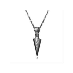 Ice City Top Grade Stainless Steel Hot Selling Jewelry Spear Point Arrowhead Pendant Necklace for Men Made in USA