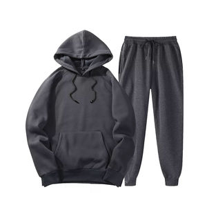 Mode décontractée pour hommes, deux pièces, couleur unie, survêtements de jogging, collection hiver personnalisable, vente en gros, nouveauté - Product Image 2