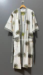 Bloc indien imprimé doux coton Robe de bain Robe de chambre de mariée Floral naturel taille libre vêtements de plage cadeau de demoiselle d'honneur - Product Image 5