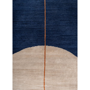 Alfombra Rectangular Azul Sthir Hecha a Mano con Lana, Bambú y Seda, Decoración para el Hogar, Diseño Abstracto con Técnica de Patchwork y Viscosa - Product Image 3