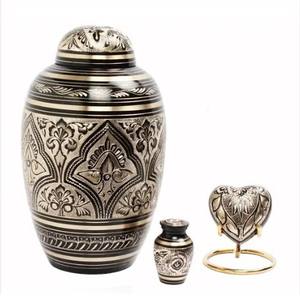 Solid Brass Metal Engraving Border Cremation Adult Keepsake Urn - Product Image 3