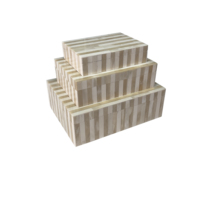 Boîte faite à la main en forme de rectangle écologique de qualité supérieure beige et blanc grand avec 3 tailles à vendre par les exportateurs
