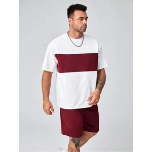 Conjunto de pantalones cortos serigrafiados personalizados OEM para hombre conjunto de verano de 2 piezas 100% algodón conjunto de camisetas y pantalones cortos de manga corta para hombre - Product Image 3