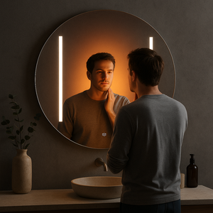 กระจกอุ่นแบบไร้กรอบทรงกลม 500W รุ่นใหม่ พร้อมไฟ LED ลายคลื่น ให้ความร้อนเร็ว ด้วยแผ่นทำความร้อนอินฟราเรดคาร์บอนไฟเบอร์ ใช้พลังงานแสงอาทิตย์ พร้อมระบบระบายอากาศ - Product Image 6