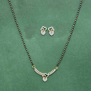 Tanmaniya mangalutra ชุดเครื่องประดับแฟชั่น2โทนโรเดียมชุบด้วยหิน CZ ส่งตรงจากอินเดีย - Product Image 1