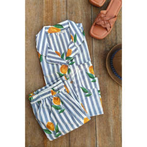 Conjunto de Salón Lemon Zest Stripe con Cinta Elástica a Juego, Tejido Transpirable - Product Image 1