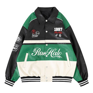 Customization Oem Material Retro Lettermen Bomber Racing Jacket Color Blocking Heavy Duty Racing Suit <b>Motorbike</b> Jacket for Men - Product Image 3