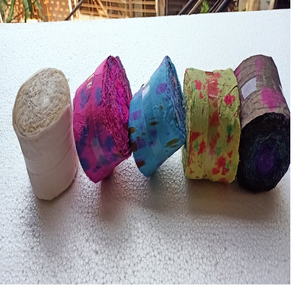 Rollos de cinta Sari de seda 100% hechos a medida Color natural liso y corbata y tinte de una sola cara para manualidades - Product Image 1
