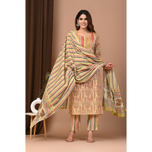 Cómodo conjunto de traje de algodón Conjunto de traje de algodón para mujer Conjunto de traje de algodón de colores brillantes - Product Image 2