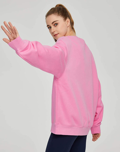 Ropa deportiva para mujer, sudaderas de gimnasio con cuello redondo de lana, sudaderas transpirables de algodón de lujo de gran tamaño, sudaderas al por mayor, talla OEM - Product Image 5