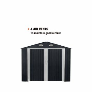 Abri de jardin en acier galvanisé, abri de rangement métallique, toit en pente, double porte, garage extérieur - Product Image 1