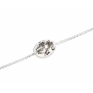 Pulsera de Cadena con Patrón de Hojas en Oro Blanco de 14K y Plata de Ley 925 con Diamantes y Perlas, Bañada en Rodio, Estilo Religioso - Product Image 4