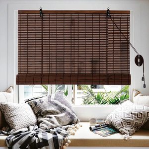 Wholesale Most Popular Rainproof Cordless Bamboo Roman Rolling/Roller Shades Match <strong>Stick</strong> Window <strong>Blinds</strong> - Product Image 2