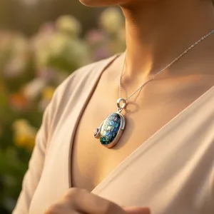 Pendentif en argent 925 avec coquille d'ormeau et pierre d'améthyste, style bohème chic, bijou de charme pour un usage quotidien, unisexe - Product Image 3