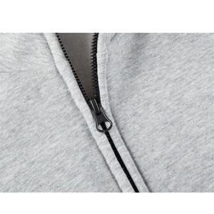 Custom with Embroidery logo Shoulder Sleeve Coat Base Simple Sport Loose <b>Cropped</b> <b>Zip</b> <b>Hoodies</b> Men - Product Image 2