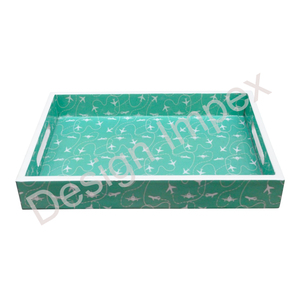 Petit déjeuner plateau de service avec poignées facile Portable léger en bois plateaux personnalisés derniers avions conception impression émail plateau - Product Image 2