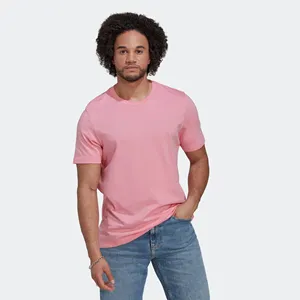 Áo thun nam màu hồng hạnh phúc thiết yếu: vừa vặn, có gân, áo đơn cotton 100%, áo ngắn tay