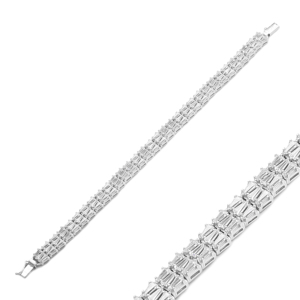 Bracelet de Tennis en pierre Baguette brillante, fait à la main turc, vente en gros, en argent Sterling 925 pour femmes - Product Image 1