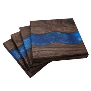 แผ่นรองแก้วเรซิ่นไม้ลายโลโก้แบบกำหนดเอง แผ่นรองแก้วเรซิ่นลายหกเหลี่ยม ราคาขายส่งในอินเดีย เป็นมิตรกับสิ่งแวดล้อม - Product Image 3