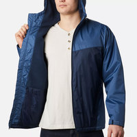 Veste de performance imperméable bicolore marine unisexe sur mesure OEM |   Production de coupe-vent technique à capuche |   Sur mesure pour l'extérieur