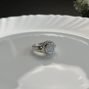 Anillo clásico de Plata de Ley 925 con piedras preciosas de piedra lunar, joyería unisex - Product Image 3