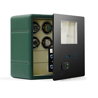 Remontoir de montres automatique à 6 rotors avec coffre-fort, 8 coussins de rangement, contrôle tactile LCD, en cuir vert, agitateur de montres, tiroir de rangement pour bijoux