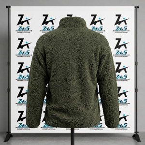 Custom Designed Sherpa Fleece ZIP <b>Jacket</b> Stand Collar <b>Shearling</b> Winter Warm Coat Warm Winter Outerwear <b>Men's</b> Sherpa <b>Jackets</b> - Product Image 3