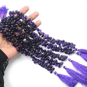 พลอยอเมทิสต์ทรงหยดน้ำตาแบบเหลี่ยมเพชรพลอยประดับอัญมณีบริโอเลตต์อเมทิสต์ธรรมชาติลูกปัดอเมทิสต์ขนาด6x10-9x13มม. 8นิ้ว - Product Image 6