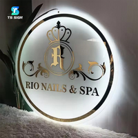 Panneau lumineux rectangulaire de luxe en acrylique pour salon, enseigne LED rétroéclairée pour nom d'entreprise, boutique, studio de beauté, entreprise, enseigne lumineuse