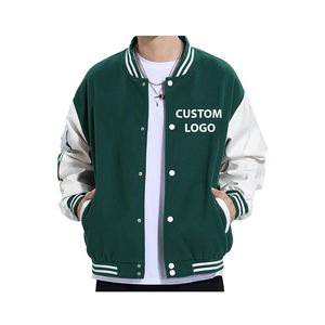 Chaqueta Letterman Varsity de alta calidad para hombre 100% cuerpo de lana mangas de cuero genuino ropa de invierno chaquetas Varsity con hombros caídos - Product Image 1