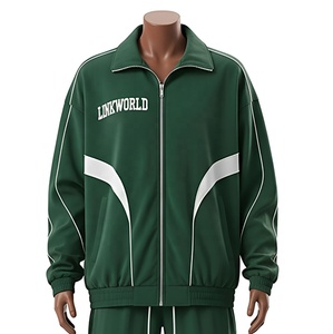 2025 survêtement coupe-vent pour hommes avec logo personnalisé respirant 100% polyester OEM ensembles de jogging en nylon et coton avec fonction réfléchissante - Product Image 3