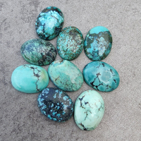 En gros Cabochons de Turquoise Tibétaine Naturelle Grade AAA, à dos plat, gemmes calibrées bleues, toutes tailles, taille ovale, certifiés par un tiers, petits