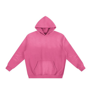 เสื้อฮู้ดดี้ทรงบ็อกซี่สำหรับผู้ชาย ผ้าฟลีซคอตตอน 100% น้ำหนัก 300 กรัม ระบายอากาศได้ดี บริการ OEM แต่งสไตล์วินเทจ ประดับคริสตัลตามสั่ง - Product Image 5