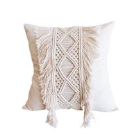 Housse de coussin carrée de luxe en macramé, faite à la main, style européen moderne, personnalisable, tissu de haute qualité, motif géométrique marin végétal