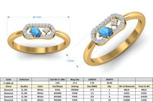 Anillo Boho Geométrico de Topacio Azul y Latón, Chapado en Oro de 18k, con Zirconia, Banda Abierta, Anillo al por Mayor para Mujer - Product Image 4