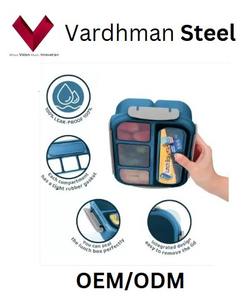 Vente en gros Boîte à lunch en plastique à 4 compartiments Passe au micro-ondes Écologique Sans BPA Fourchette empilable Hermétique Cuillère incluse - Product Image 4