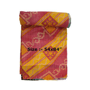 Indian Traditional <b>Kantha</b> Work Cotton Quilt Reversible Embroidered Block Print Sari <b>Throw</b> for Winter Lot of 50 for Home Use - Product Image 6